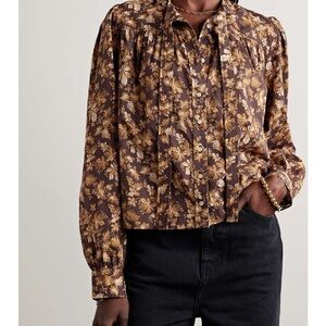 NWT - Doen Norma floral-print cotton-poplin blouse
